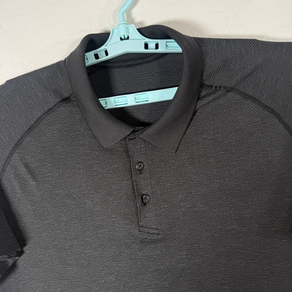 Lululemon Polo Shirt Mens 2XL Gray Metal Vent Tech Short Sleeve Athletic Golf